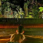 Tourist at thermal pool Poça da Dona Beija